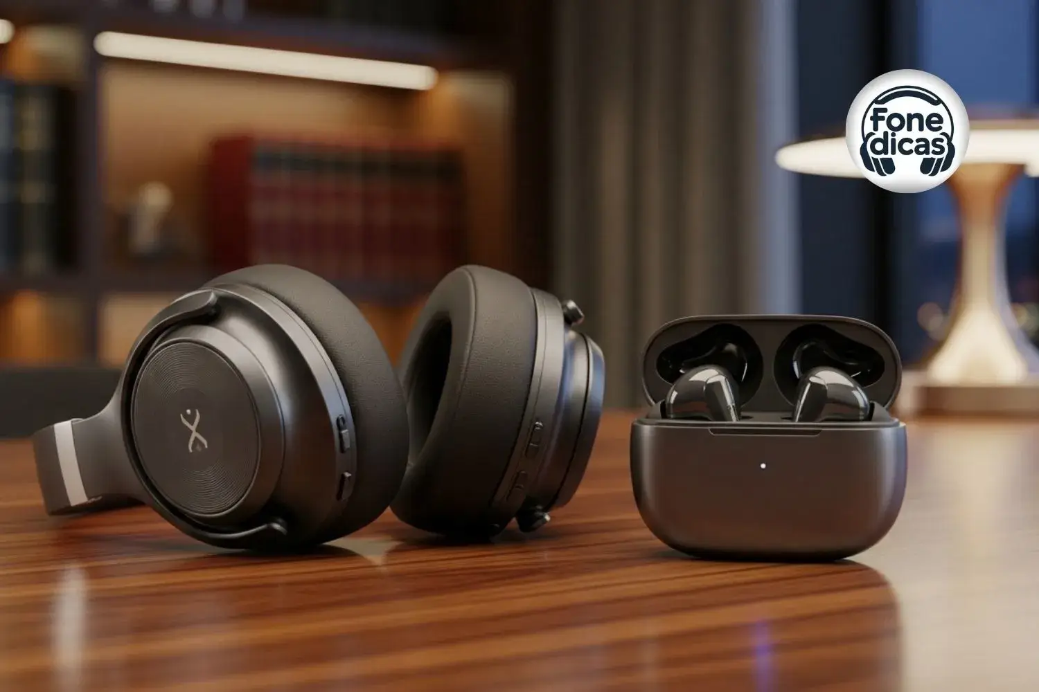 Fone esportivo com ganchos auriculares para fixação